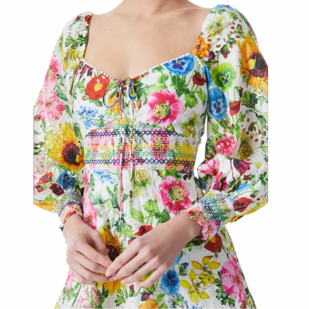 NWT Alice + Olivia Crawford Sweetheart Mini Dress Size 0 Sunday Stroll/Multi